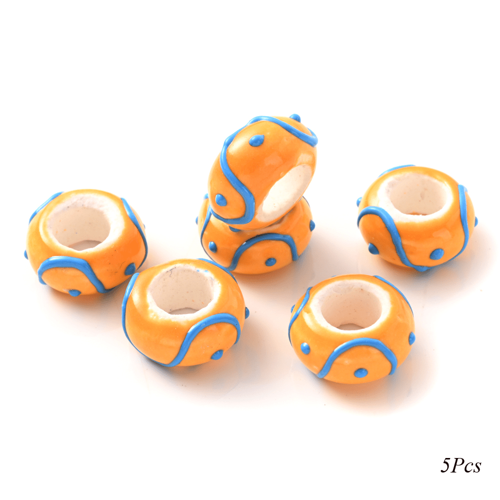 5pcs Colorful Hand-Painted Ceramic Decorative Beads